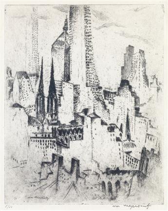 WILLIAM MEYEROWITZ Two prints of New York.